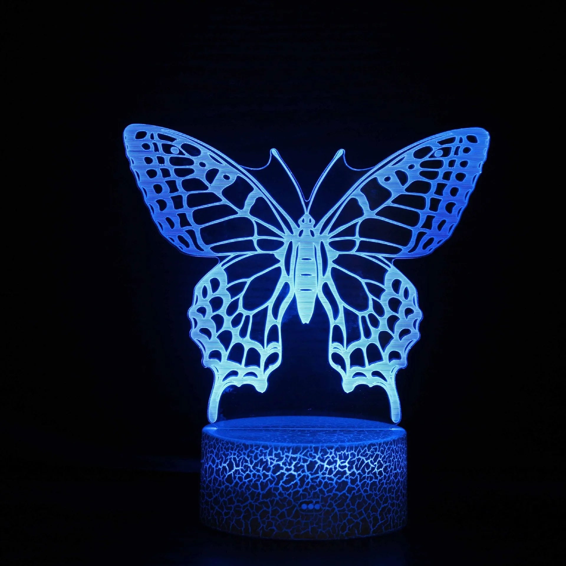 Colourful 3D acrylic USB table lamp with touch controls on compact ABS base