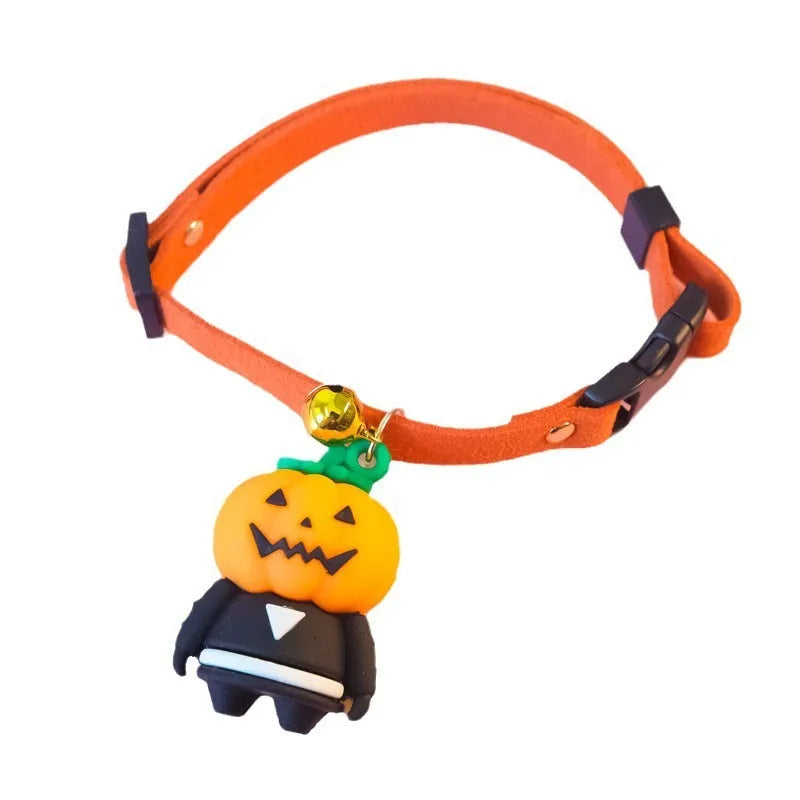 Halloween dog collar decoration with luminous cartoon patterns in Pumpkin Man, brat and skull designs