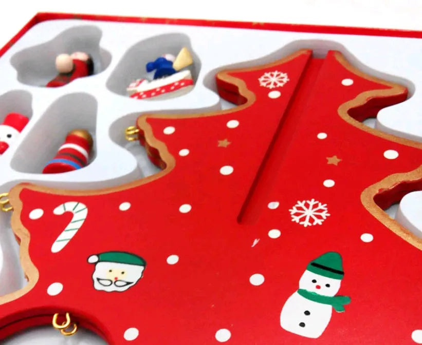 Hand-painted wooden desktop Christmas tree decoration in red or green colour options