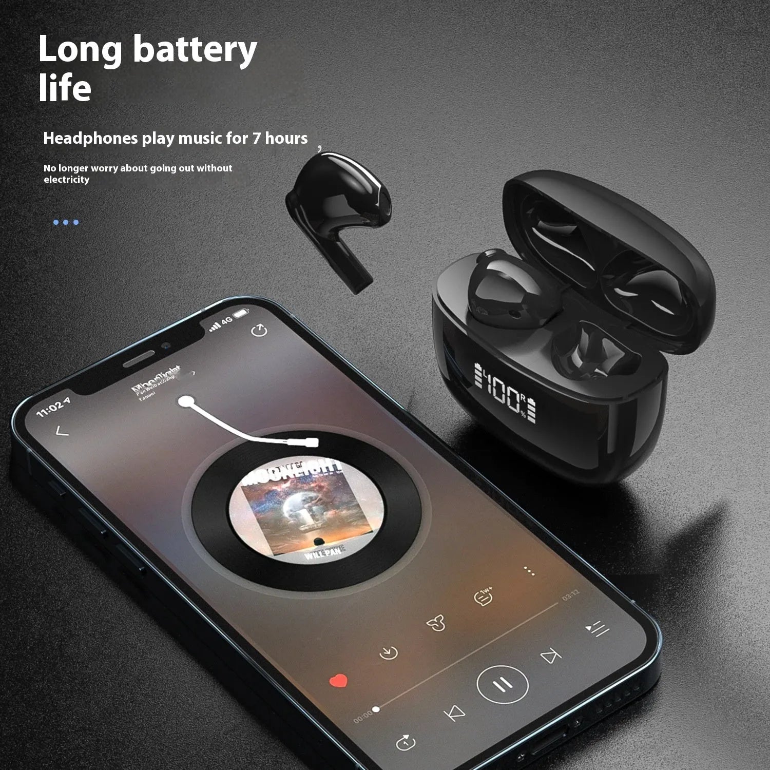 Digital TWS four generation Bluetooth headset in white with earbuds and charging case