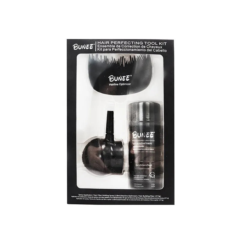 Dense Hair Fiber Powder Three-piece Set in box with applicator brush and comb