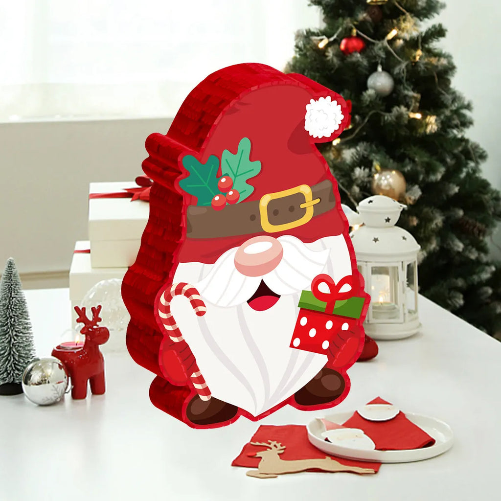 Creative Home Christmas elf pinata decoration in paper with strike stick, eye mask, and paper scraps, 27.5x7.5x40cm