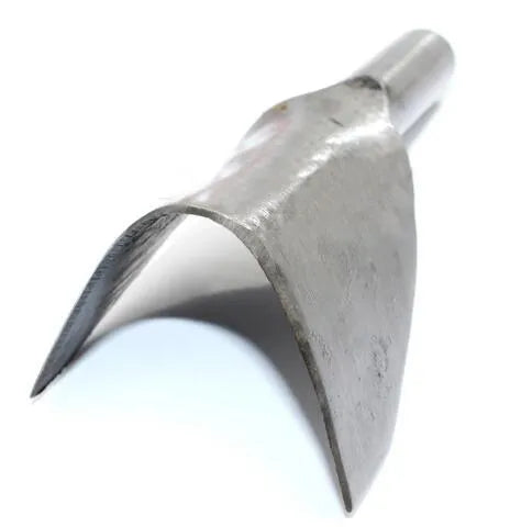 Six steel leather craft punch tools in half-round and V shapes, sizes 15mm to 40mm.
