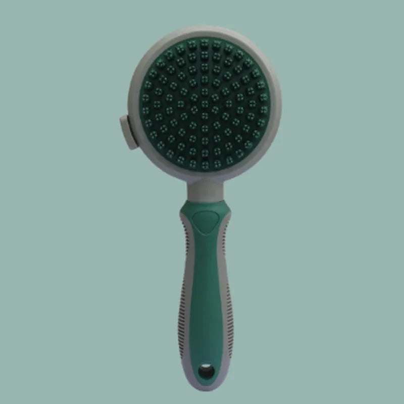 Two-sided silicone pet grooming brush with retractable slicker brush and octopus-teeth massager