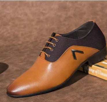 Men's black Oxford shoes with a low-cut PU upper and rubber sole on a white background.