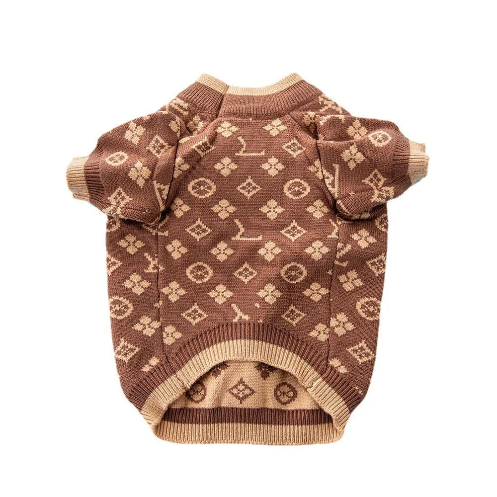 Wool dog sweater for autumn and winter wear in monochrome or two-tone colours