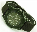 Cloth belt weaving military watch with quartz movement 40.5mm round dial and textile strap on display