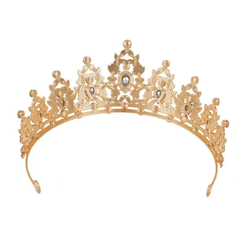 Baroque crown wedding headdress with rhinestone treatment in silver and gold colour options