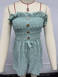 Women's solid colour off-shoulder sleeveless jumpsuit in a casual style on a hanger.