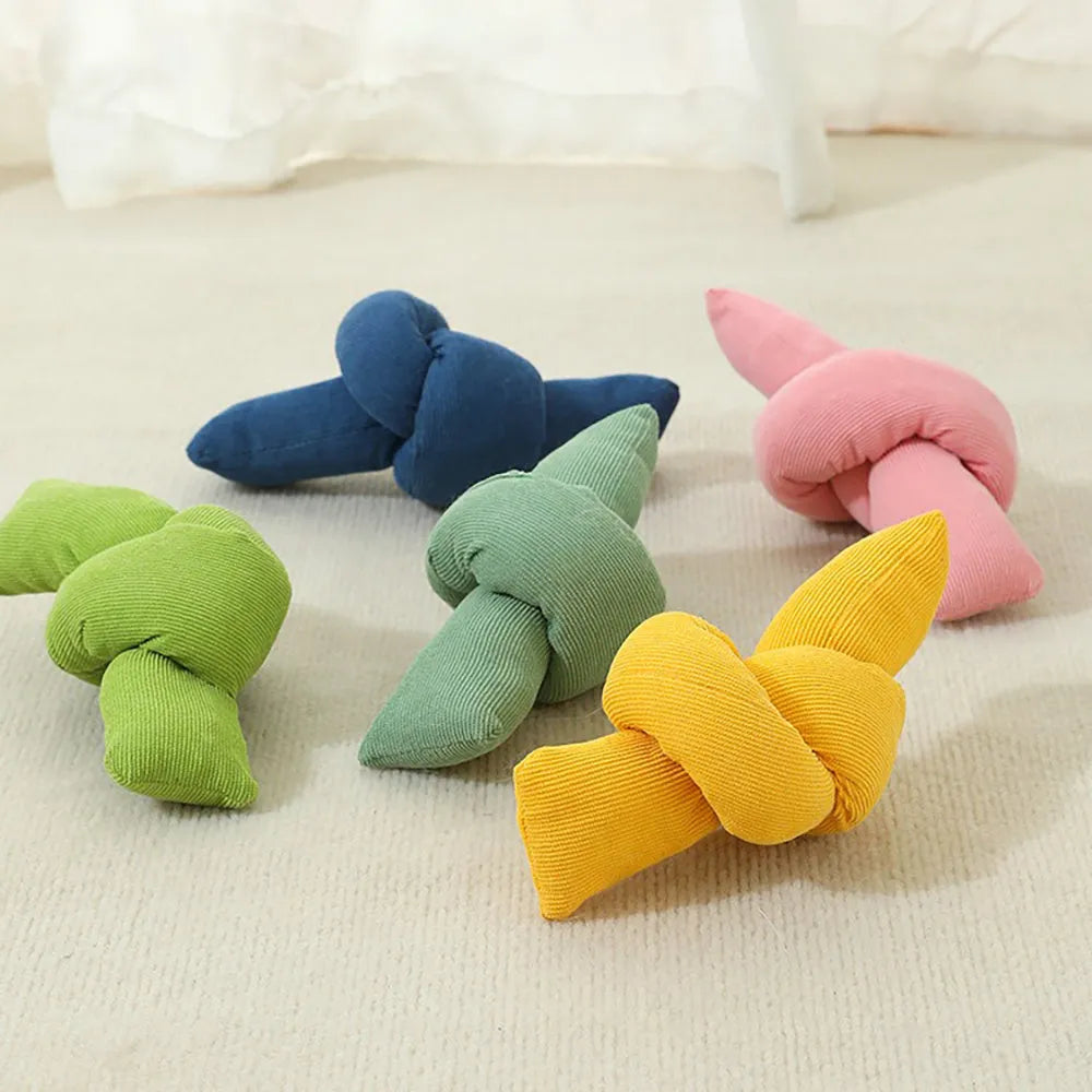 White cotton knot rope dog toy for tug play and dental health