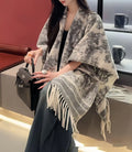 Women's polyester tassel scarf cape in shawl style with free size fit