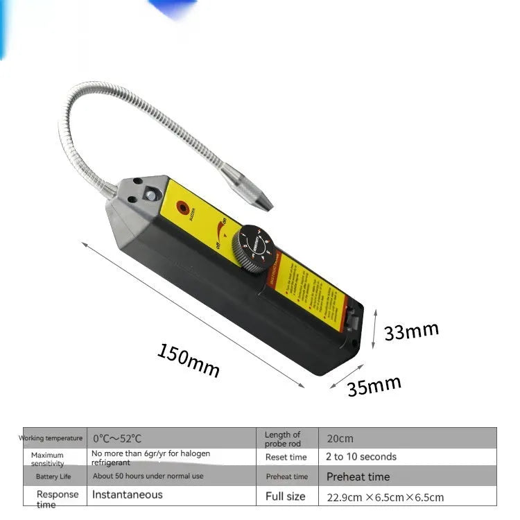 WJL-6000 electronic halogen leak detector with extended 20cm probe for car air conditioning refrigerant leaks.
