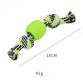 Blue molar-shaped dog chew toy with rope elements for teeth cleaning and oral health