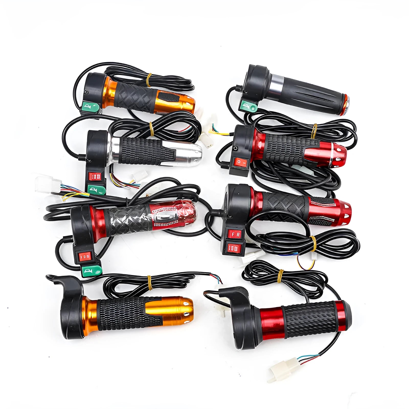 Electric go-kart refuelling throttle handle with three-speed rotation and optional horn speaker in various colour options
