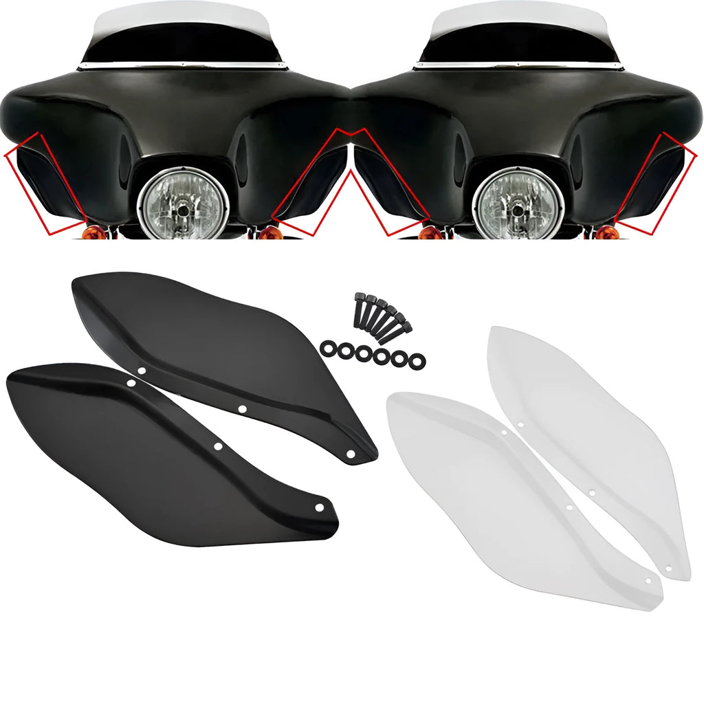 Harley-Davidson motorcycle gliding side wing headlight cover set in black and transparent ABS