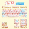 Full set of Doll character themed mechanical keyboard keycaps with sublimation printing laid out.