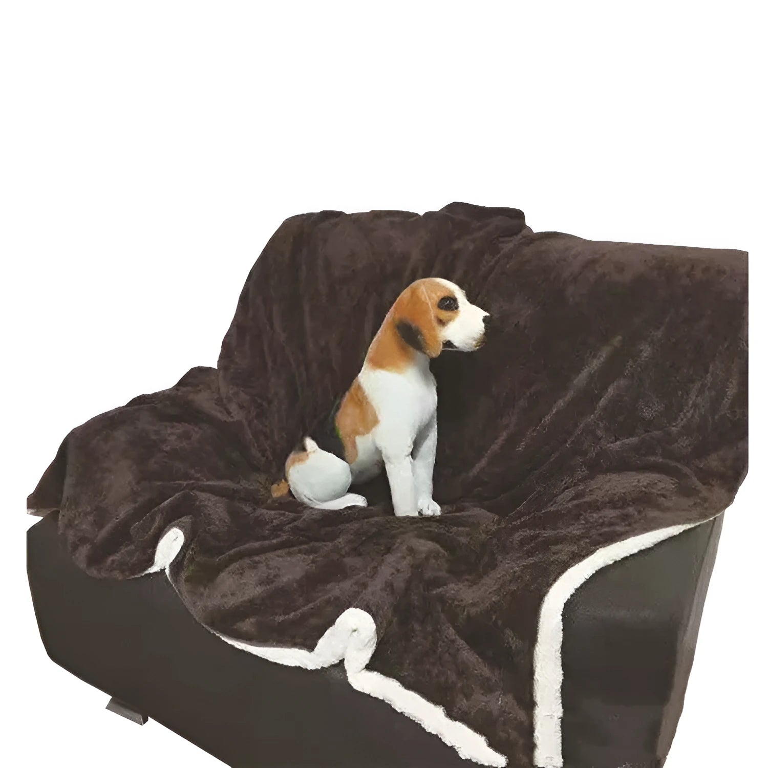 Waterproof urine proof winter pet blanket in grey with black and white underside, size L 130x150 cm