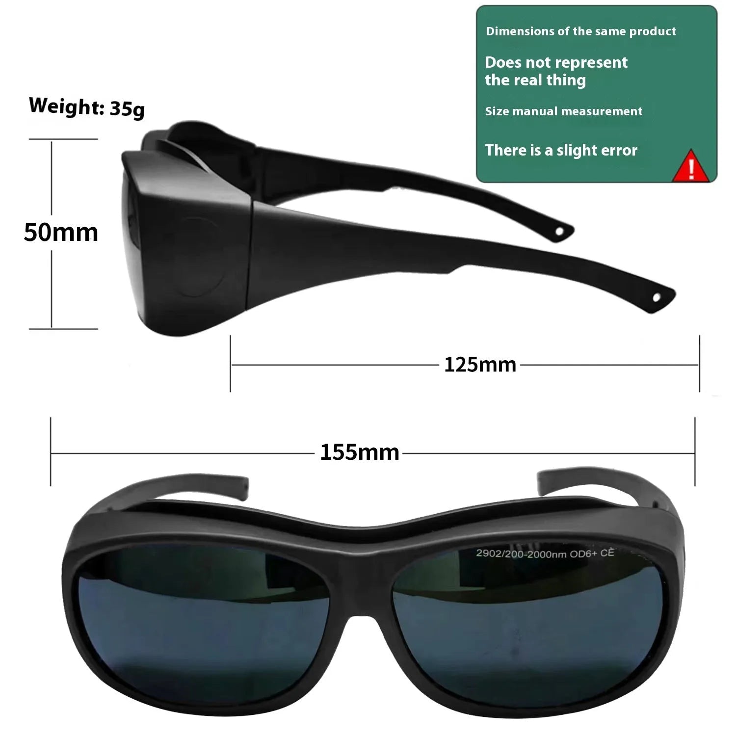Photon skin rejuvenation laser safety goggles with polycarbonate lenses and cleaning cloth