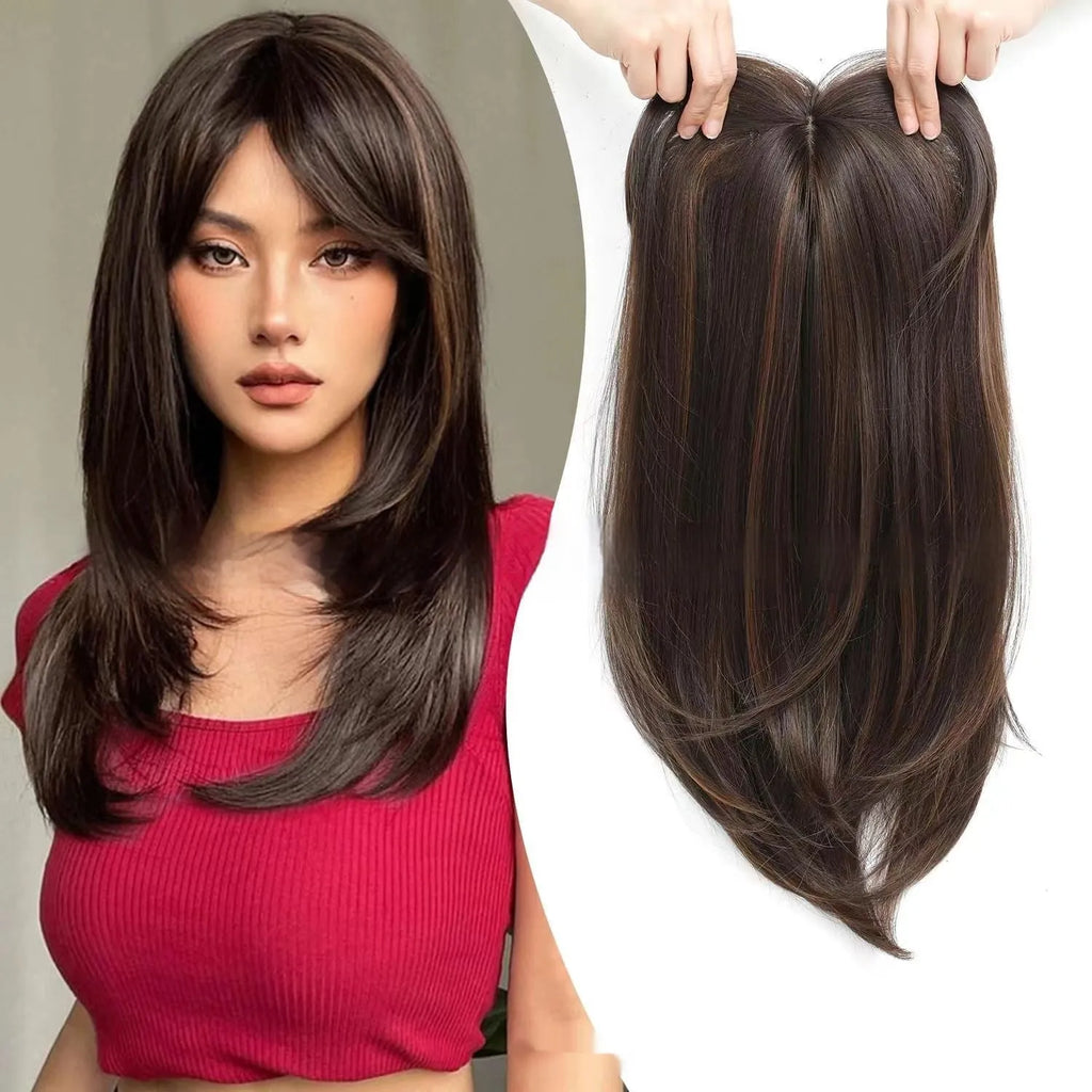 Women's high temperature fibre wig piece in Natural Black colour for hair supplement