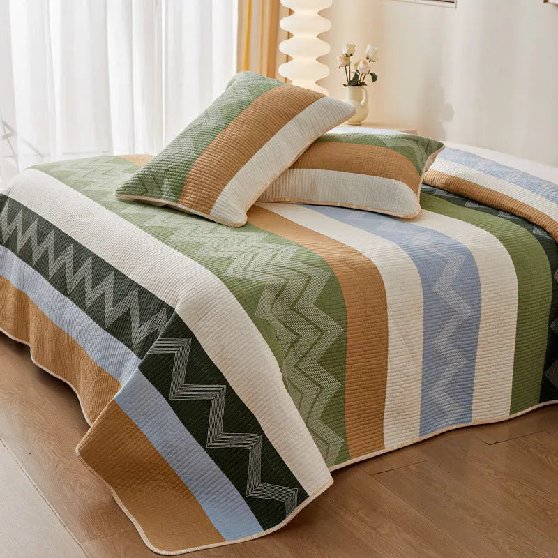 Pure cotton bed sheet set with reactive printed pattern for 2.2 metre beds in modern simple style