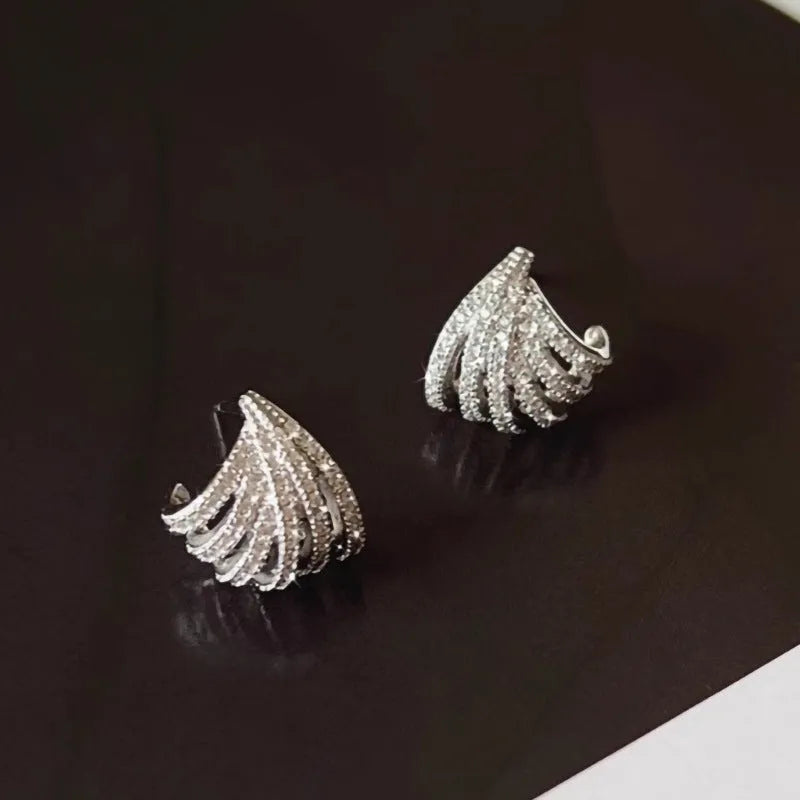 Geometric line design earrings with electroplated platinum colour finish