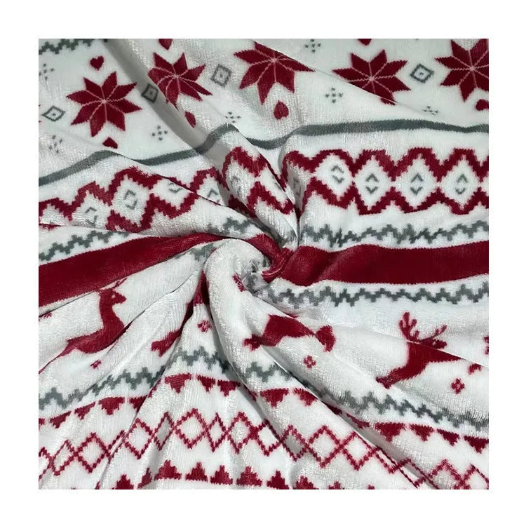 Thick flannel sherpa lambswool blanket 150x200cm in Elk Double White with cartoon anime pattern