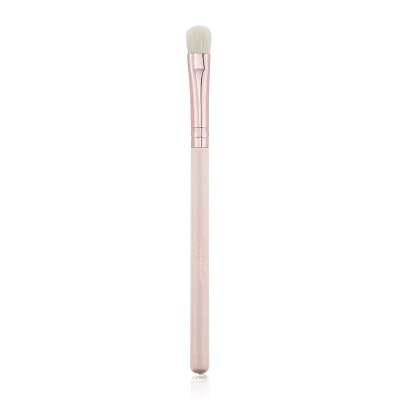 26 pink makeup brushes with wooden handles in a PU storage bag.
