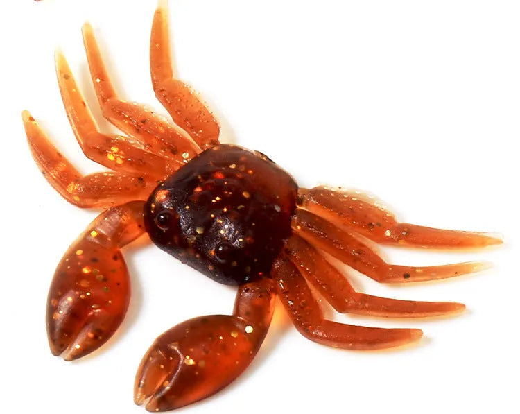 8 cm PVC software little crab fishing lure in brown and red colour options