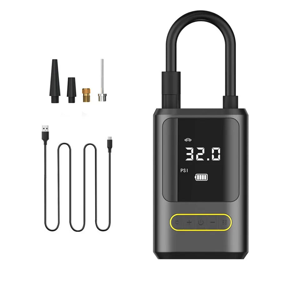 Handheld wireless charging digital display vehicle air pump with accessories