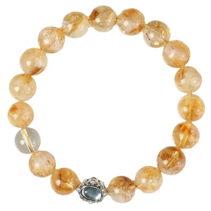 Citrine geometric bracelet with 10mm stones on wrist