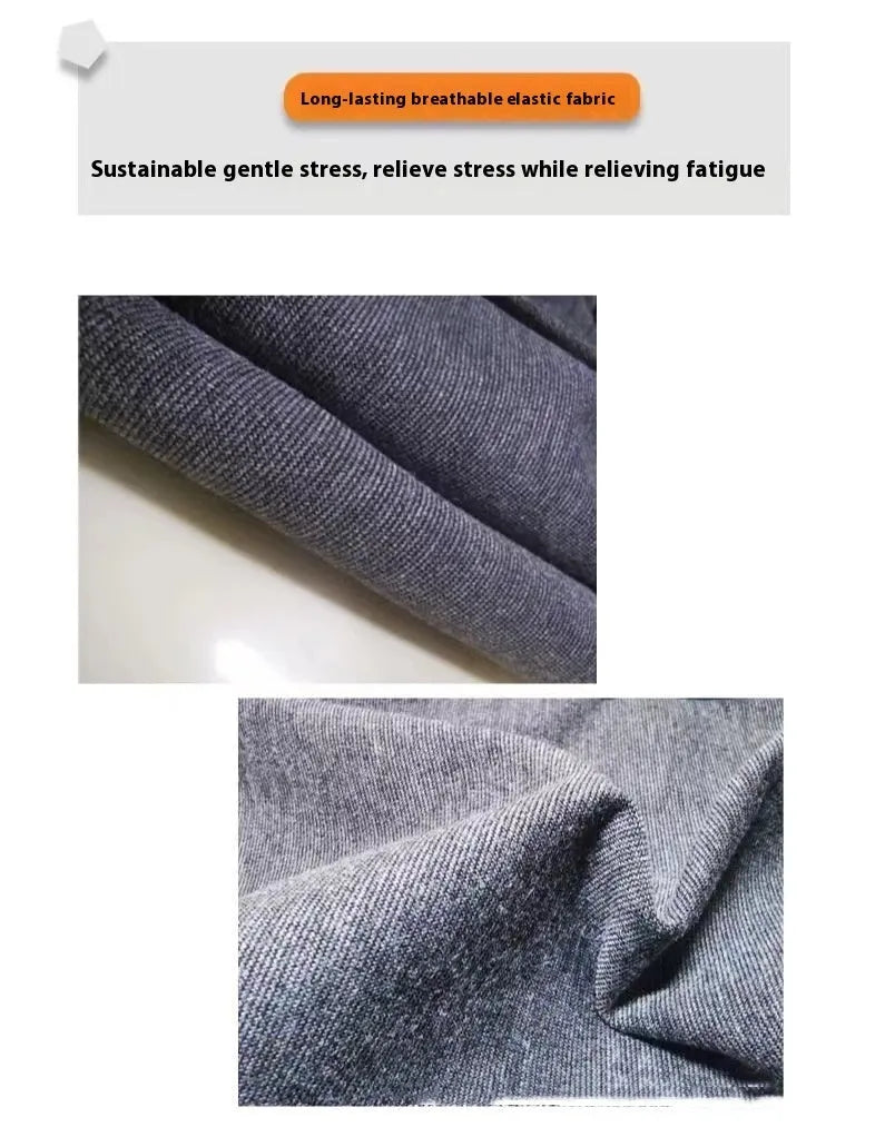 Heather grey brocade cotton ponte-de-roma dog anxiety jacket warm vest shown on a dog