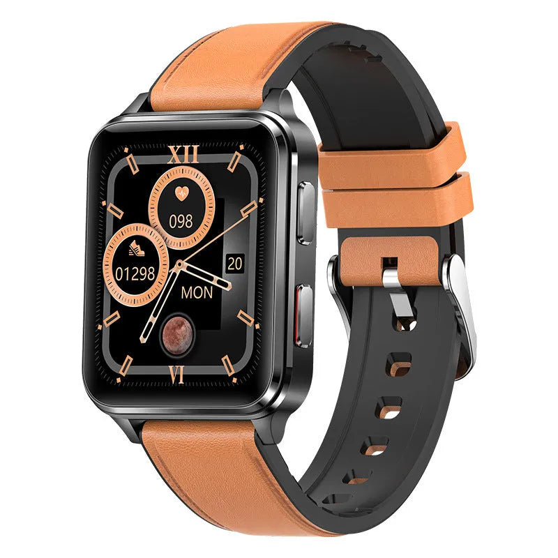 Air Type multi-sport watch with 1.70 inch tempered glass screen and blue silicone wristband showing heart rate data