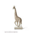 Wood colour synthetic resin giraffe decorative figure ornament on a shelf.