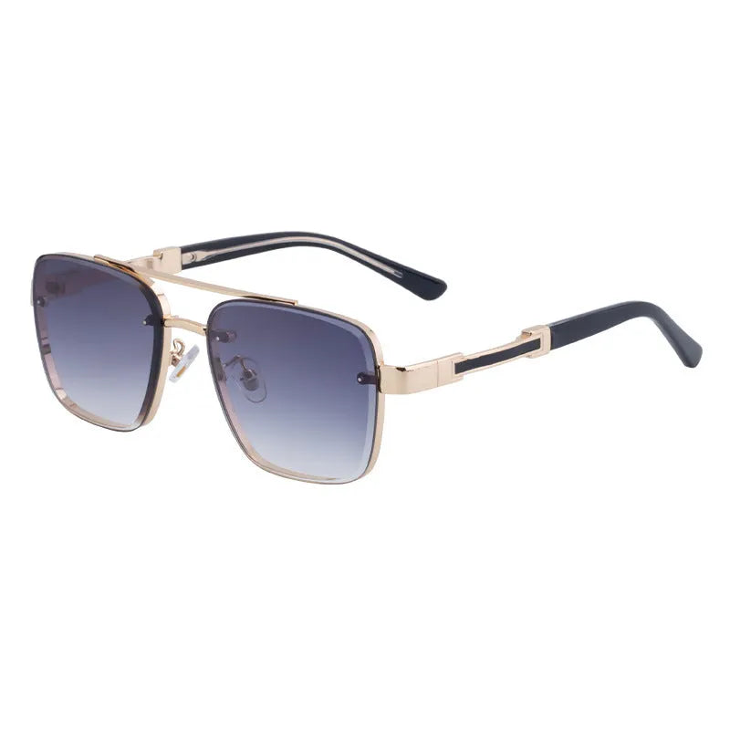 Men's vintage-style sunglasses with UV protection, shown in various colour options on a model.
