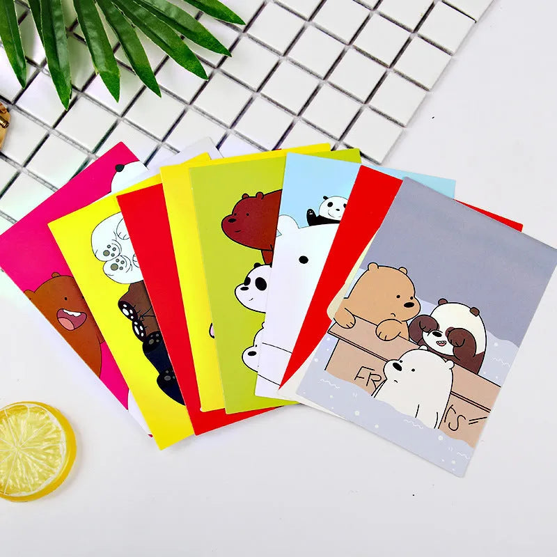 Set of nine minimalist cartoon postcards with retro Japanese-style illustrations of Paris landmarks.