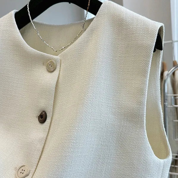 Women's French style round neck bandage vest dress in polyester fabric