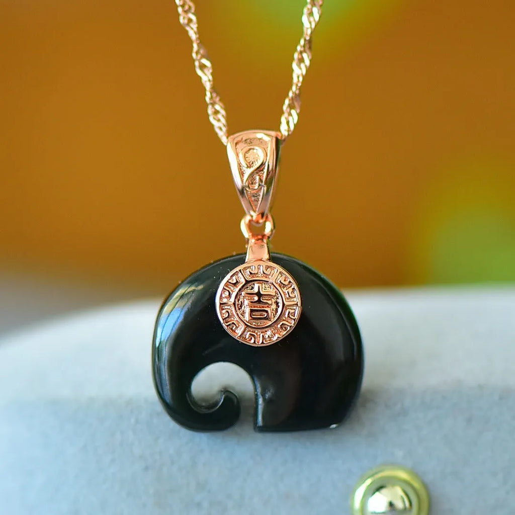 Copper inlaid Hetian grey jade pendant with ink blue accents on necklace chain