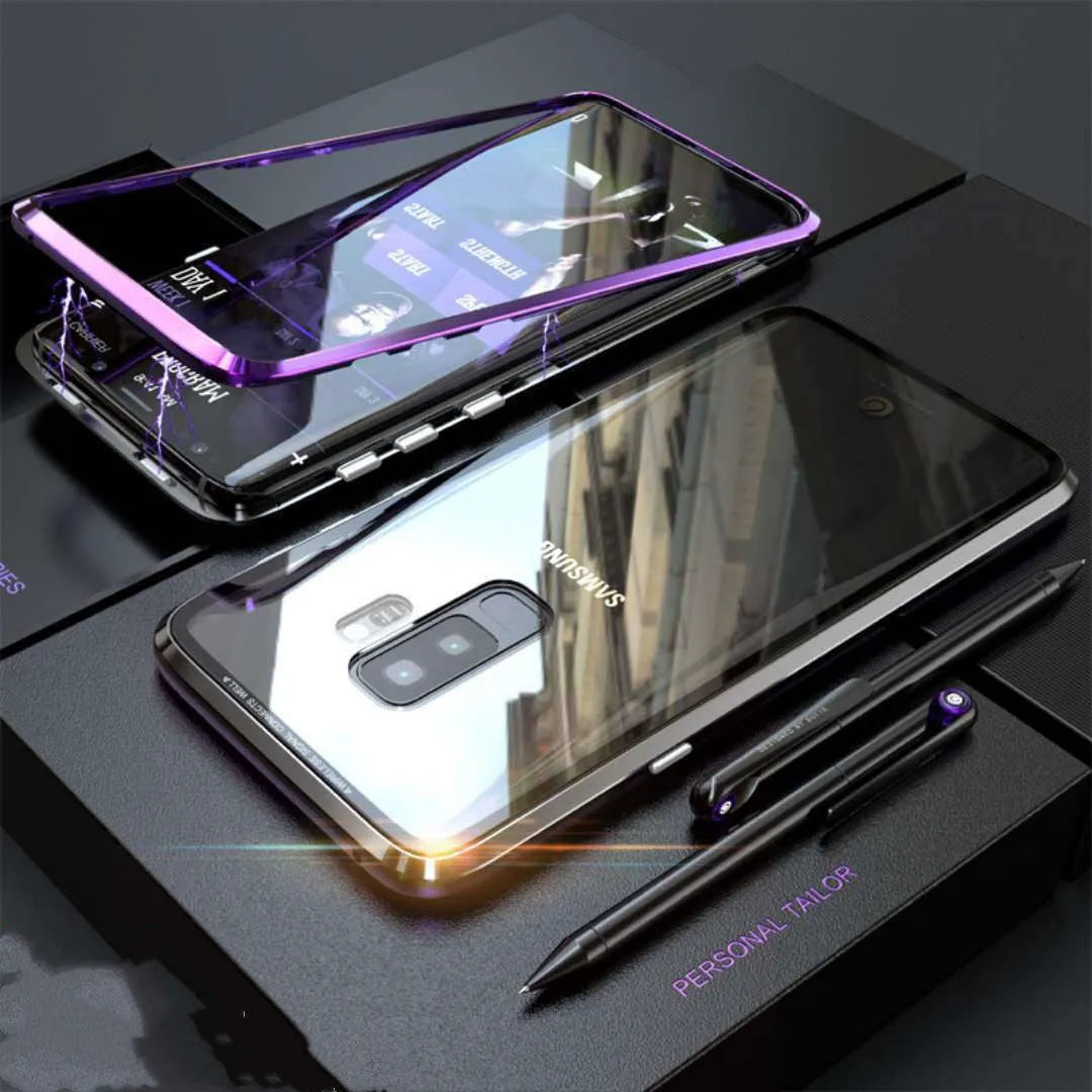 Samsung Galaxy magnetic anti-peep phone case with clamshell design in solid colour options
