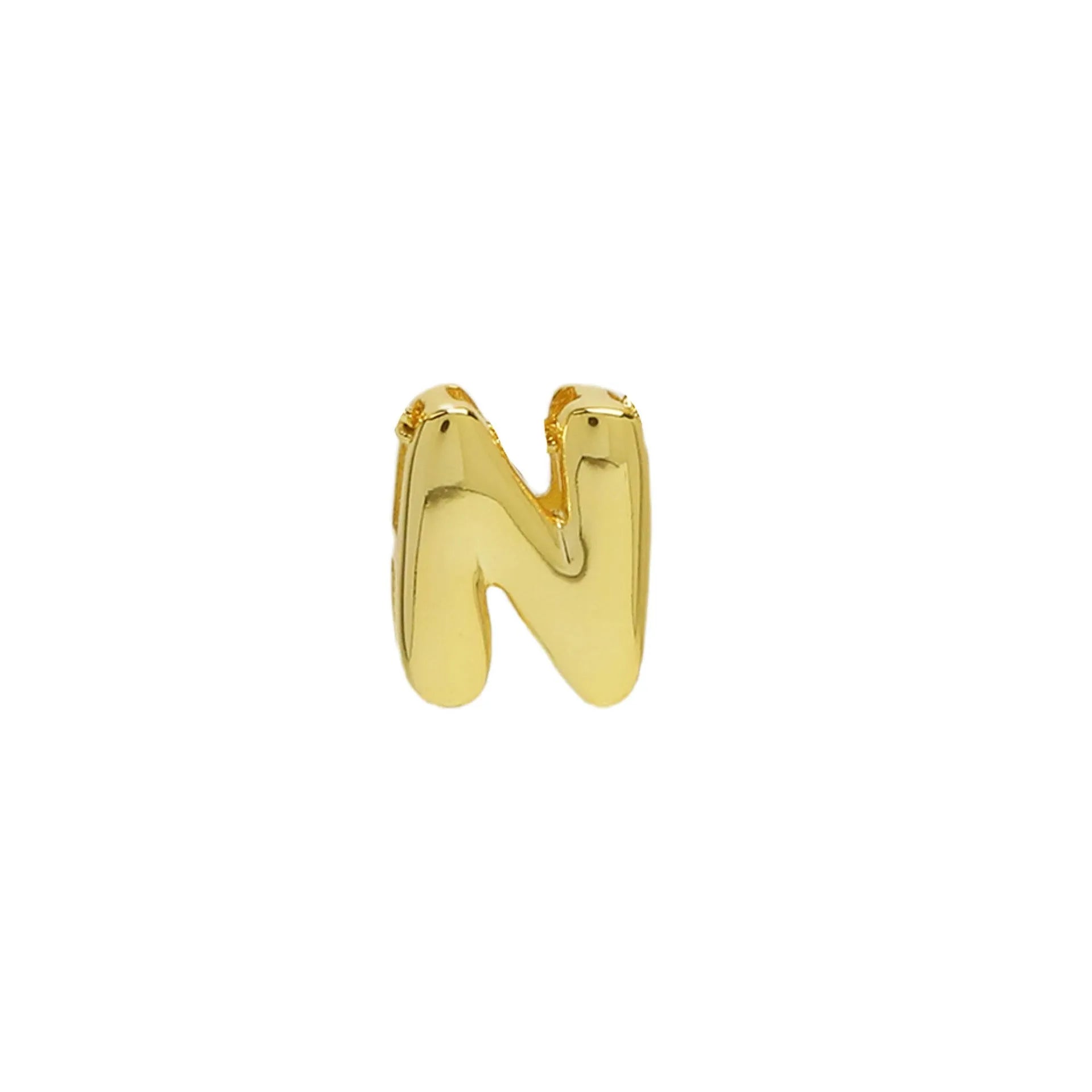 18k brass smooth surface bubble letter bracelet with pendant in gold colour on copper alloy