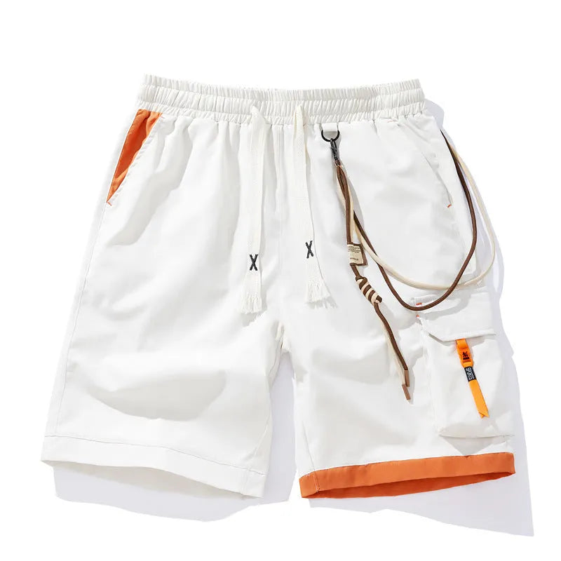 Coffee coloured men's plus-size bamboo fibre shorts with a high waist and loose straight-leg fit.