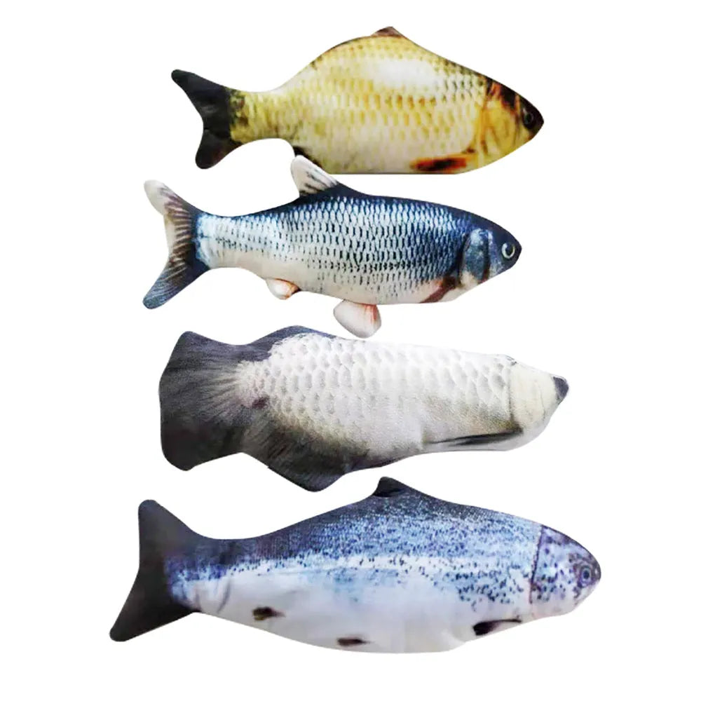 Electronic jumping fish cat toy 30cm long with USB charging cable