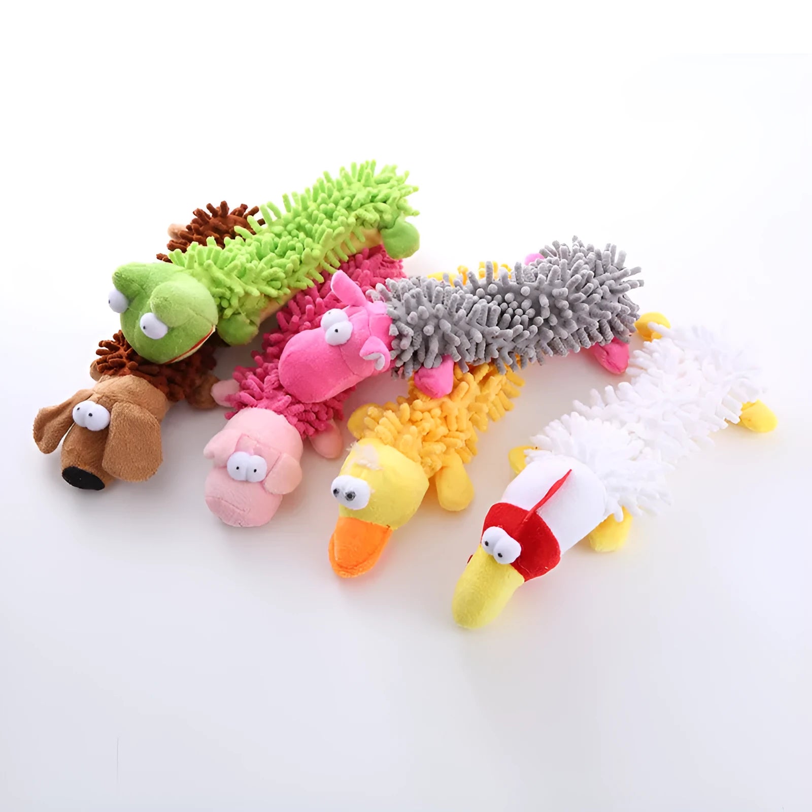 Plush microfibre dog chew toy shaped like horse molar with crinkle sound