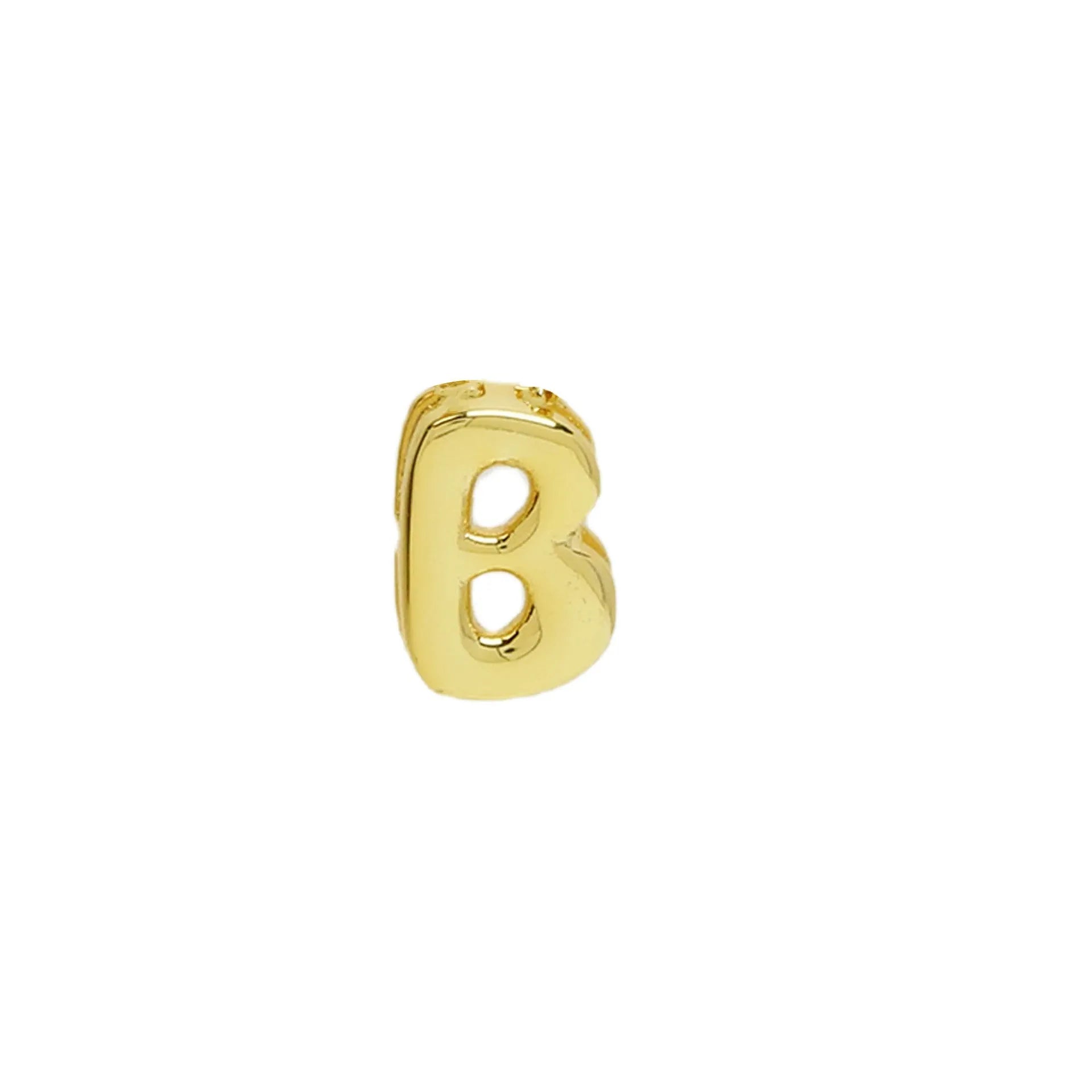 18k brass smooth surface bubble letter bracelet with pendant in gold colour on copper alloy