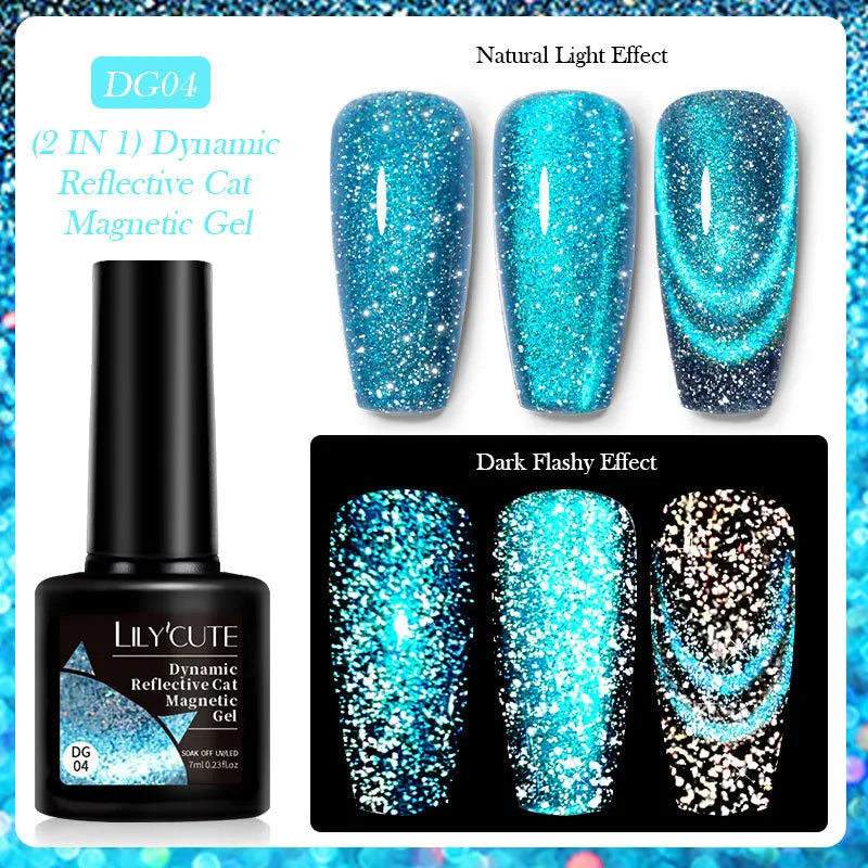 Cat eye series nail polish gel with diamond fragments and glitter in six colour options