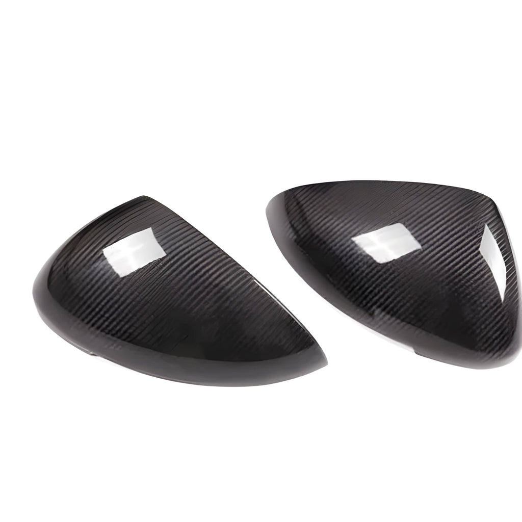 Black true carbon fibre rearview mirror covers for 2014-2022 Porsche Macan