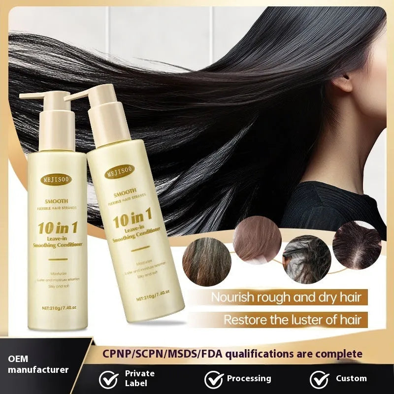 A 210g bottle of wash-free Soft 10-in-1 Hair Conditioner for ladies.