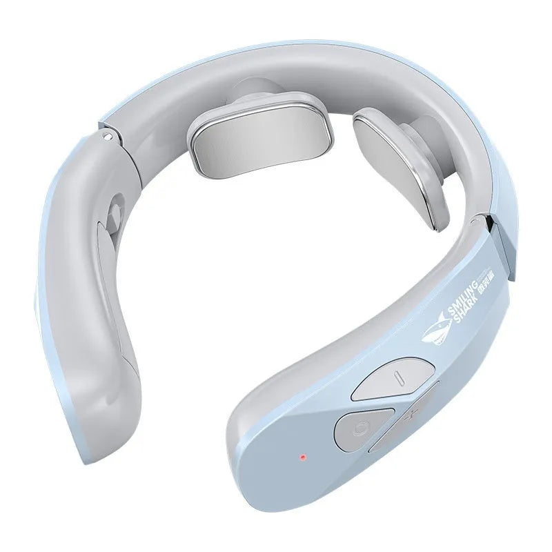 Electric neck massager EMS pulse rechargeable USB cervical traction therapy with heating function in Lake Blue B