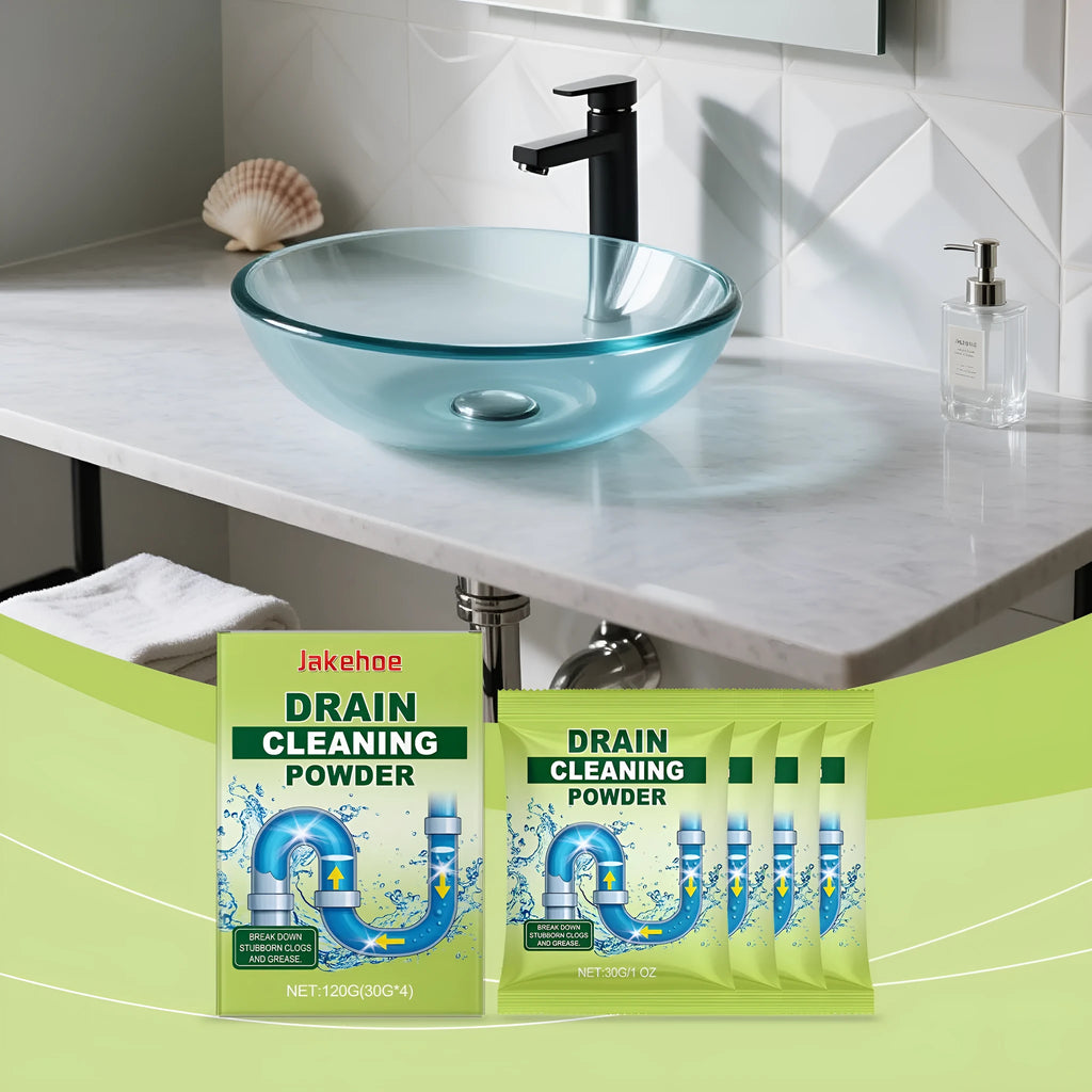 A single 120g packet of white drain unblocking powder for sinks and toilets