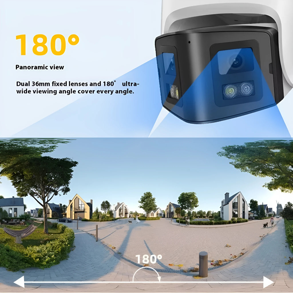 4MP dual-lens IP safety belt panoramic CCTV webcam with dimensions 124x72x201mm