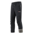 Fleece-lined thickened men's long pants in dark blue with flared low-waist style and patchwork design